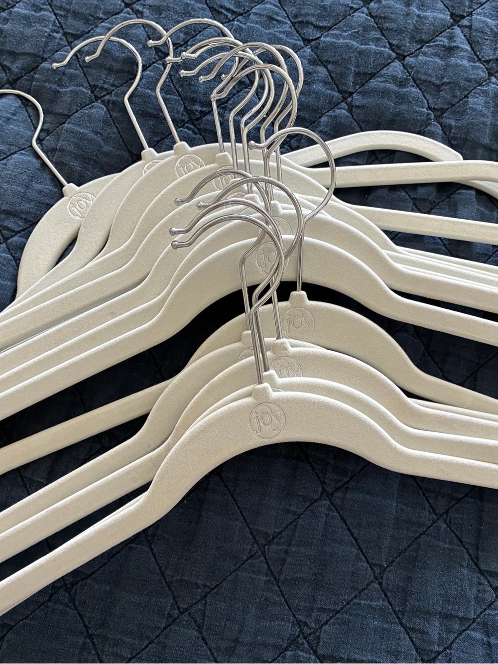 Joy Mangano Cream Flocked Hangers with Silver Hooks - Space-Saving Set